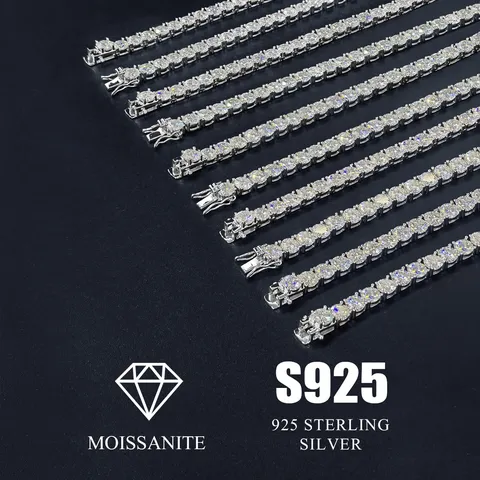 S925 Sterlingsilber Moissanit Tennisarmband Luxus D Farbe Diamant Tennis Armband Für Damen Herren Schmuck