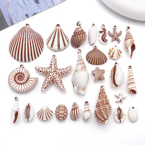 Acrylic Marine Sea Life Charms Shell Conch Starfish Pendants DIY Jewelry Making Accessories Necklace Earrings Keychains