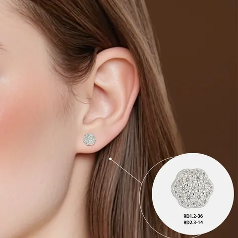 S925 Sterling Silber Moissanit Blume Ohrstecker GRA Zertifiziert Funkelnde VVS Klasse Blumen Cluster Ohrloch Piercing Schmuck Für Unisex