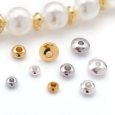 Or Argent Cuivre Plaqué Abaque Perles d'Espacement Disque Rond Roue Perles En Vrac Pour Bricolage Bracelet Collier Bijoux Fabrication Accessori