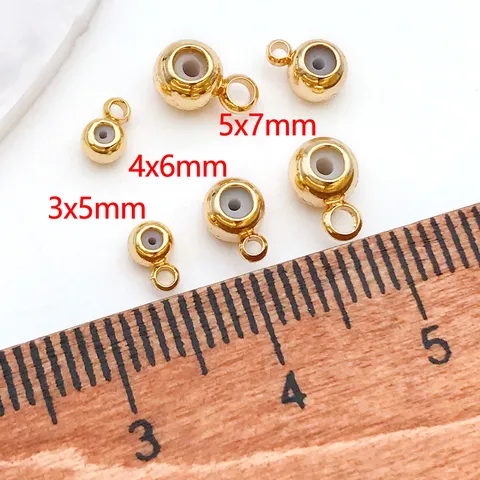 Verguld Koper Positionering Kralen Met Siliconen Binnenkern Rond Sieraden Onderdelen Schuifstopper Kralen Voor DIY Armband Ketting Maken