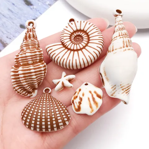 Acrylic Marine Sea Life Charms Shell Conch Starfish Pendants DIY Jewelry Making Accessories Necklace Earrings Keychains