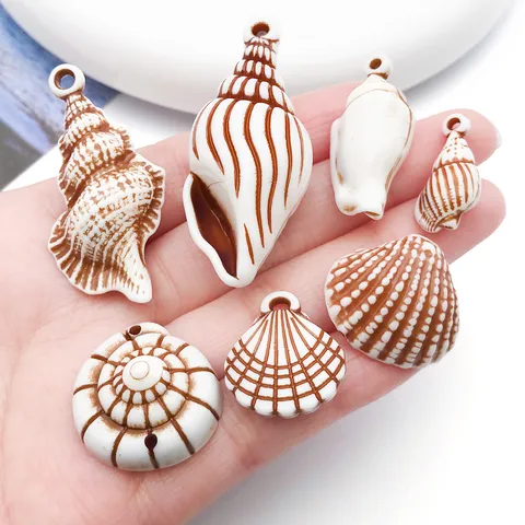 Acrylic Shell Conch Starfish Pendants DIY Necklace Bracelet Keychain Jewelry Accessories
