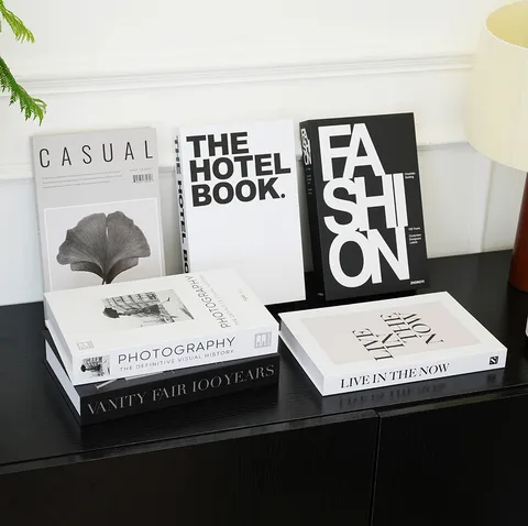 Modern Minimalist Folding Simulation Book Black White Fashion English Decorative Book Ornament Hotel Villa Soft Decor