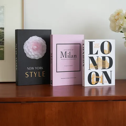Modern Minimalist Decorative Fake Book Ornaments Foldable City Theme Coffee Table Book Box
