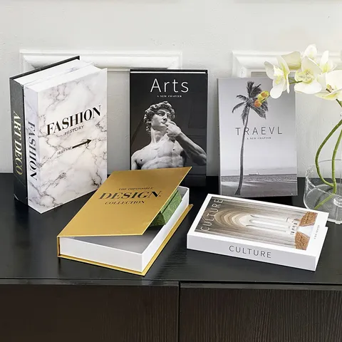 Minimalist Luxury Fake Book Storage Box Openable Gold Stamped Simulation Book Decor For Coffee Table Home Office Storage