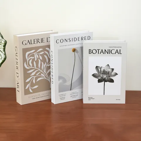 Minimalist Botanical Illustration Decorative Fake Book Foldable Cardboard Book Ornament For Home Study Living Room Decor