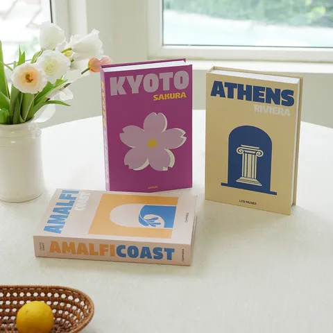 Decorative Fake Books Set Travel Series Faux Book Box For Home Decor Modern Coffee Table Book Photography Props