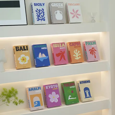 Decorative Fake Books Set Travel Series Faux Book Box For Home Decor Modern Coffee Table Book Photography Props