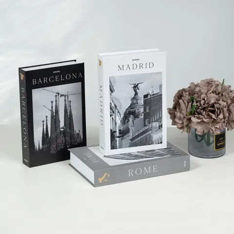 Modern Minimalist Decorative Fake Book Box City Theme Storage Box For Home Study Living Room Desktop Decor