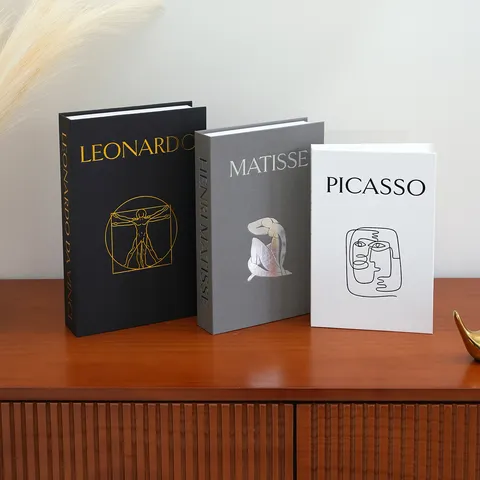 Linen Texture Fake Book Storage Box Decorative Book Ornament Set For Home Office Living Room Modern Minimalist Style