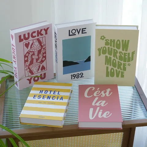 Ins Cream Style Creative Illustration Fake Book English Decorative Book Soft Furnishing Simulation Book Prop
