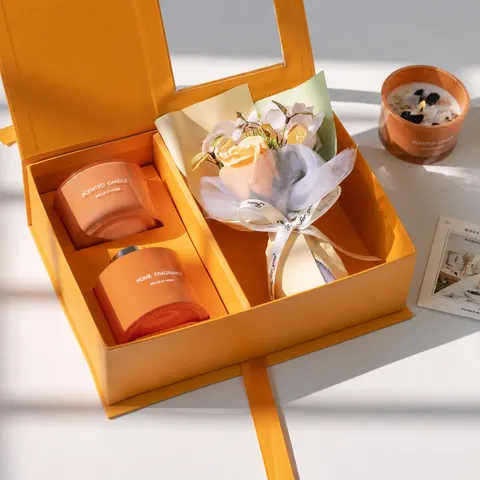 Set De Regalo De Vela Perfumada Con Aceite Esencial Difusor De Varillas Y Ramo De Flores Artificiales Regalo De Fragancia Para El Hogar