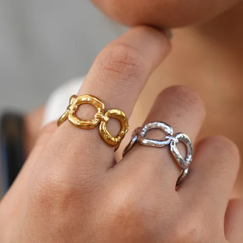 Minimalistischer Edelstahl Geometrischer Hohl Offener Ring Für Damen Herren Einstellbarer Luxus Ins Stil Fingerring Schmuck