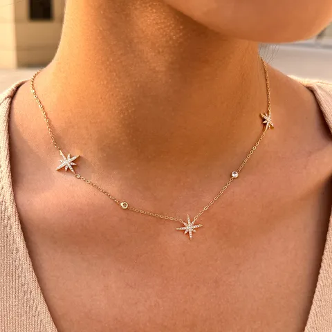 Minimalistische Edelstahl Hexagramm Anhänger Halskette Für Damen 14K Vergoldet Strass Stern Schlüsselbein Kette Schmuck Geschenk