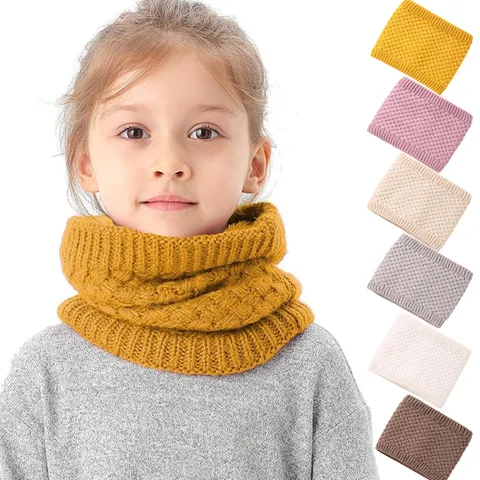 Solid Color Knitted Neck Warmer Winter Warm Scarf High Collar Neck Protection For Women And Kids Casual Daily Accessories