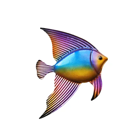 Arte Murale in Metallo Pesce di Mare 3D Decorazione Sospesa Animale Marino Scultura di Pesce Tropicale in Ferro Per Casa Soggiorno