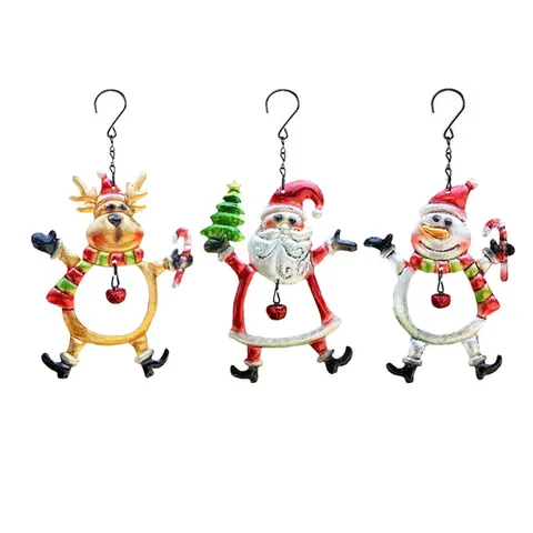 Ornamenti Sospesi Campana di Natale Ferro Dipinto Babbo Natale Pupazzo di Neve Alce Pendente Campana per Decorazione Festa a Casa di Vacanza