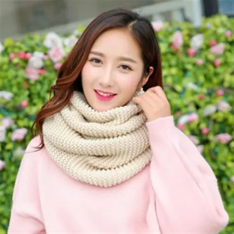 Women Winter Warm Knitted Neck Warmer Thickened Solid Color Scarf Korean Casual Fashion Female Winter Neck Cover