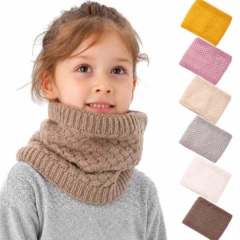 Einfarbig Gestrickter Halswärmer Winter Warmer Schal Hoher Kragen Nackenschutz Für Damen Und Kinder Lässige Tägliche Accessoires