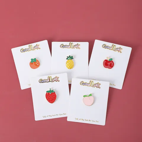 Cute Fruit Enamel Lapel Pins Apple Peach Pineapple Strawberry Brooch Alloy Cartoon Badge For Backpack Clothing Accessories