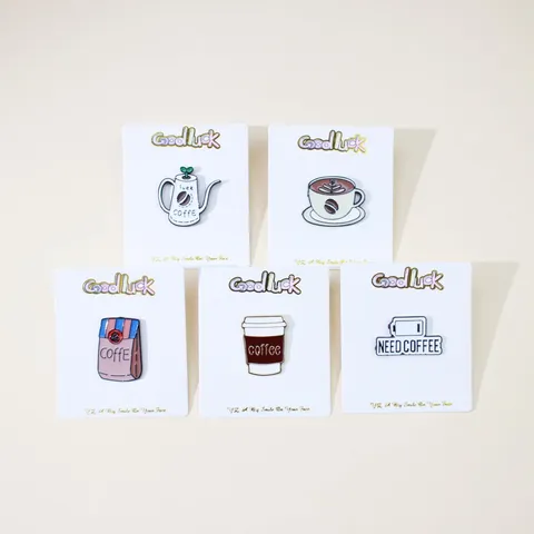 Creative Cartoon Coffee Cup Battery Enamel Brooch Pin Alloy Badge Cute Apparel Accessories Jewelry Gift For Women Men