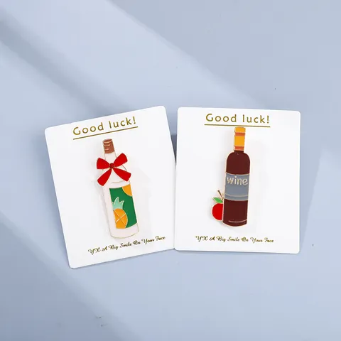 Wine Bottle Enamel Brooch Pin Creative Alloy Badge Cute Lapel Jewelry Accessories For Women And Men Gift