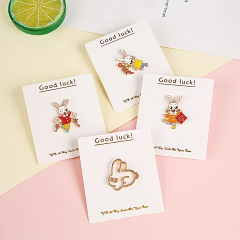 New Year Cartoon Rabbit Brooch Alloy Enamel Lapel Pin Cute Lucky Rabbit Badge Fashion Jewelry Gift For Kids Women