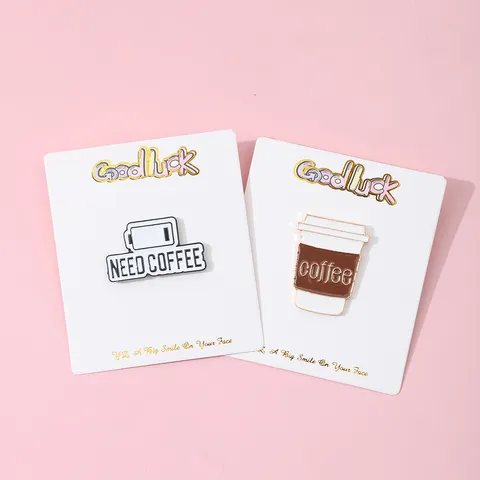 Creative Coffee Letter Enamel Brooch Alloy Pin Badge Fashion Clothing And Backpack Decor Jewelry Gift