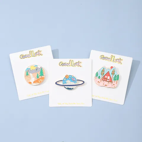 Creative Universe Planet Sun Moon Stars Forest Cabin Enamel Brooch Alloy Badge Fashion Lapel Pin Bag Accessories