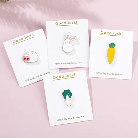 Cute Cartoon Animal Brooch Alloy Enamel Pin Pig Rabbit Carrot Cabbage Badge Clothes Accessories Jewelry Gift