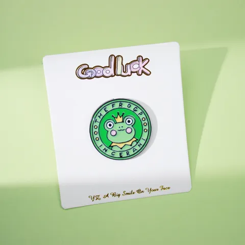 Cute Cartoon Green Frog Metal Enamel Brooch Crown Lotus Leaf Animal Lapel Pin Fashion Jewelry Badge Gift For Women Men