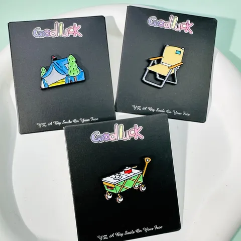 Outdoor Camping Tent Stool Trolley Metal Oil Drop Brooch Creative Alloy Badge Fashion Enamel Pin Clothing Bag Jewelry