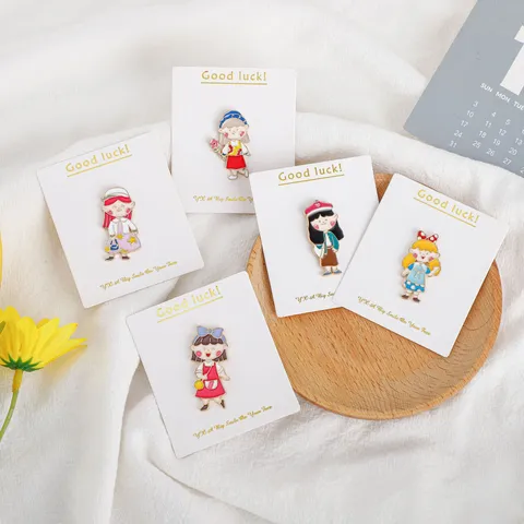 Cute Cartoon Girl Brooch Pin Alloy Enamel Badge Fashion Clothes Bag Backpack Accessories Student Gift