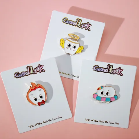 Creative Alloy Enamel Brooch Cute Cartoon Tooth Flame Angel Pin Badge Fashion Clothing Accessories Jewelry Gift