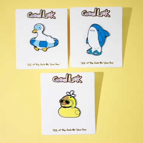 Cartoon Animal Metal Enamel Brooch Cute Shark Swim Ring Duck Sunglasses Yellow Duck Badge Clothes Backpack Pin Jewelry Gift