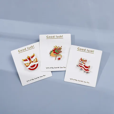 Chinese Style Cartoon Lion Dance Enamel Alloy Brooch Cute Animal Lapel Pin Badge Clothing Accessories Jewelry Gift