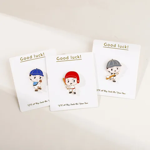 Cute Cartoon Baseball Boy Enamel Alloy Brooch Pin Creative Decorative Badge For Clothes Bag Accessories Student Gift