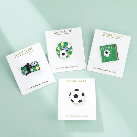 Creative Cartoon Football Fan Commemorative Alloy Enamel Brooch Badge Cute World Cup Bag Clothes Accessories Lapel Pin Gift