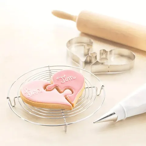Set Tagliabiscotti in Acciaio Inossidabile per Matrimonio e San Valentino Sposo Sposa Cuore Anno Diamante Stampa Pasticceria Utensile da Cucina