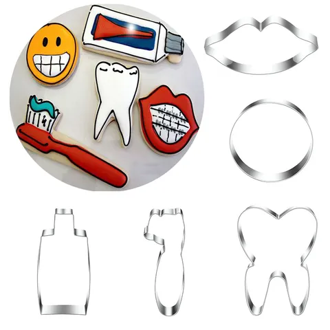 Set Tagliare Biscotti in Acciaio Inossidabile Tema Dentista Dente Dentifricio Spazzolino Stampo per Biscotti Fondente Strumento da Forno
