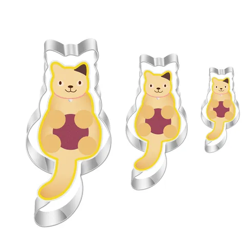 Set Tagliabiscotti Gatto in Acciaio Inossidabile Simpatici Stampi da Forno Animali Strumenti di Pasticceria DIY Per Cucina
