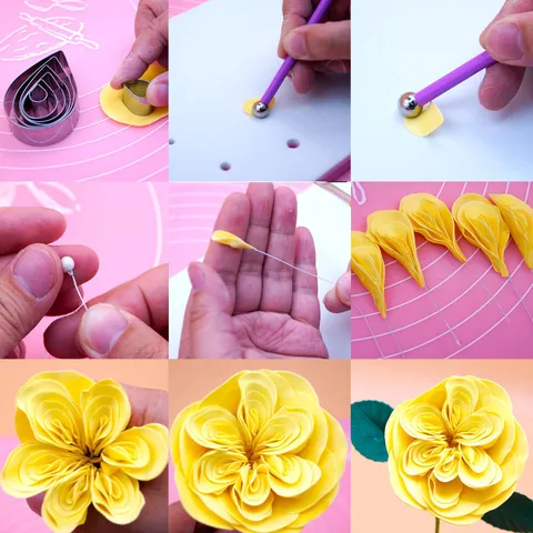 Stainless Steel Austin Rose Petal Fondant Mold Cake Decorating Baking Tool DIY Flower Pastry Cookie Cutter Set