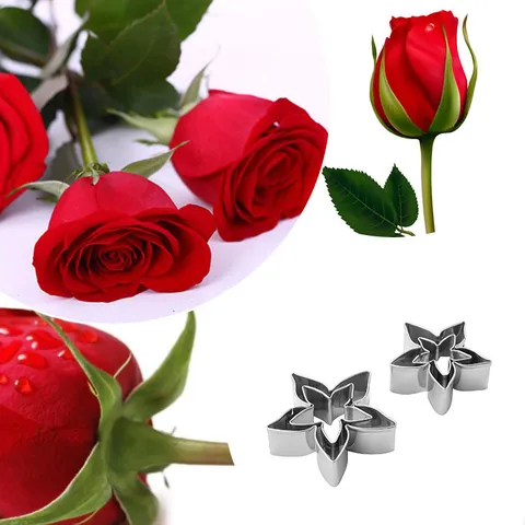 Ensemble de 4 Pièces Emporte-Pièce Calice de Rose en Acier Inoxydable DIY Moule à Fleur en Sucre Pâtisserie Outils de Décoration