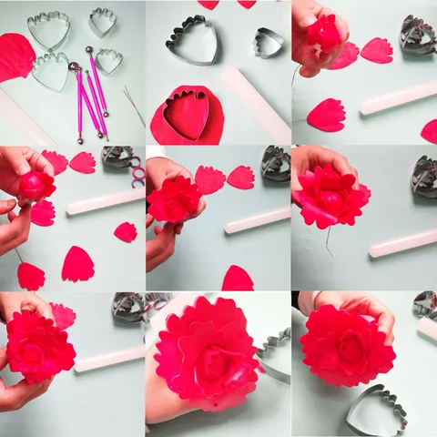 Set Taglia Petali di Fiore di Peonia in Acciaio Inossidabile Stampi per Decorazione Torte Fondente Strumento da Forno