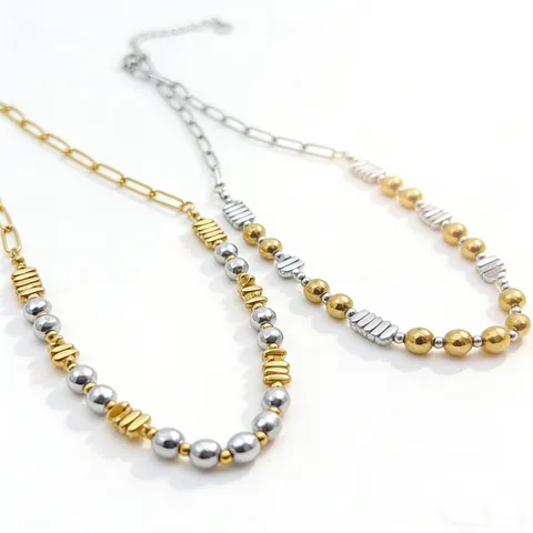Collier ras du cou en perles d'hématite en acier inoxydable plaqué or et argent bijoux géométriques cadeau pour hommes et femmes