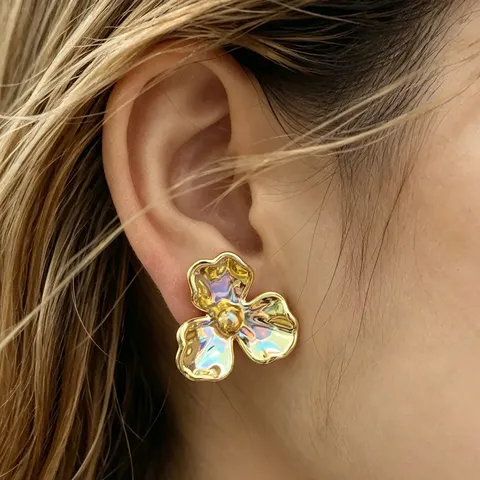 Fashion Floral Resin Stainless Steel Stud Earrings Sweet Petal Plant Flower Earring Jewelry Gift for Women Daily Wear