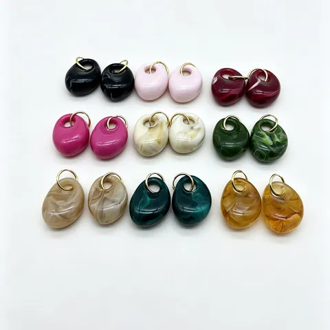 Stainless Steel Geometric Resin Drop Earrings Retro Hong Kong Style Fashion Oval Dangle Jewelry For Women Gifts
