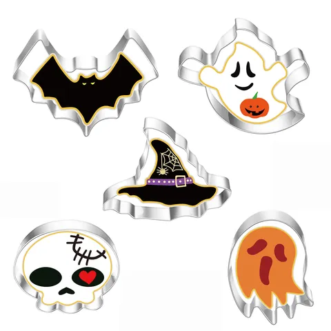 Set di Taglia Biscotti in Acciaio Inossidabile per Halloween Stampi da Forno in Metallo Strumenti per Pasticceria Festa