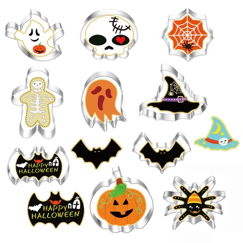Stainless Steel Halloween Cookie Cutter Metal Baking Mold Pumpkin Ghost Bat DIY Cake Decorating Pastry Tool